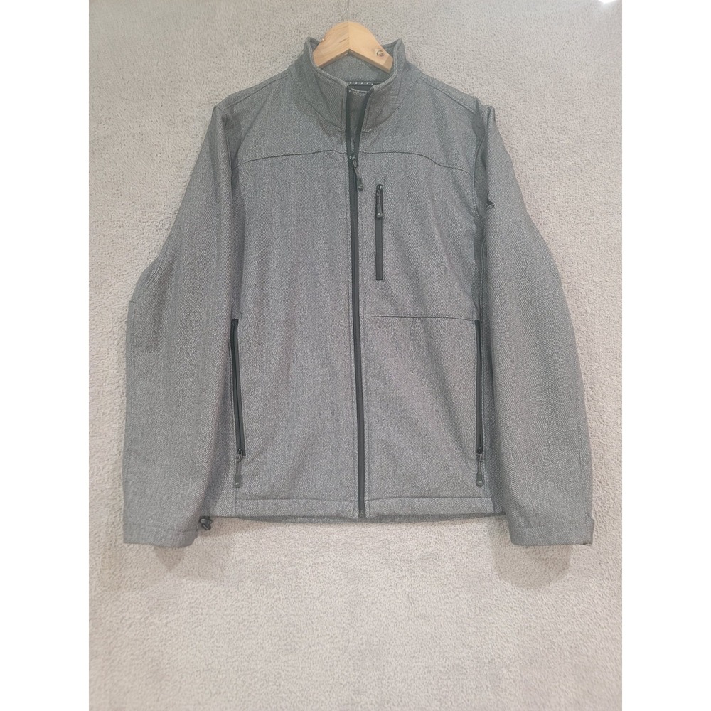 ZeroXposur Men's Softshell Jacket Gray Herringbone M Full Zip Chest Pocket